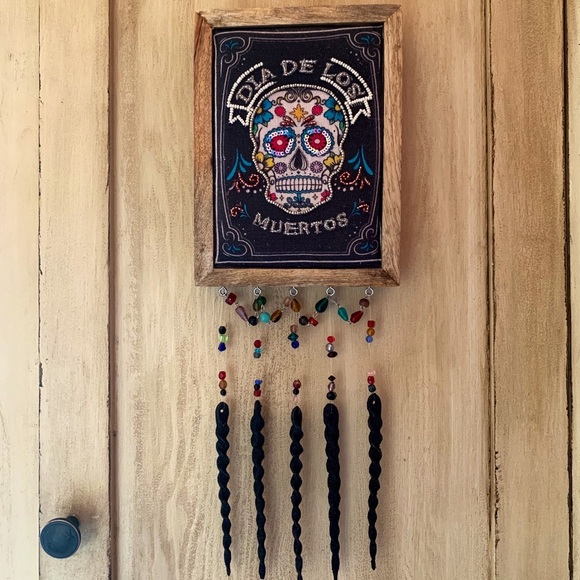Day Of The Dead Skull Dia De Los Muertos Beaded Halloween Hanging Wall Art - Picture 17 of 17